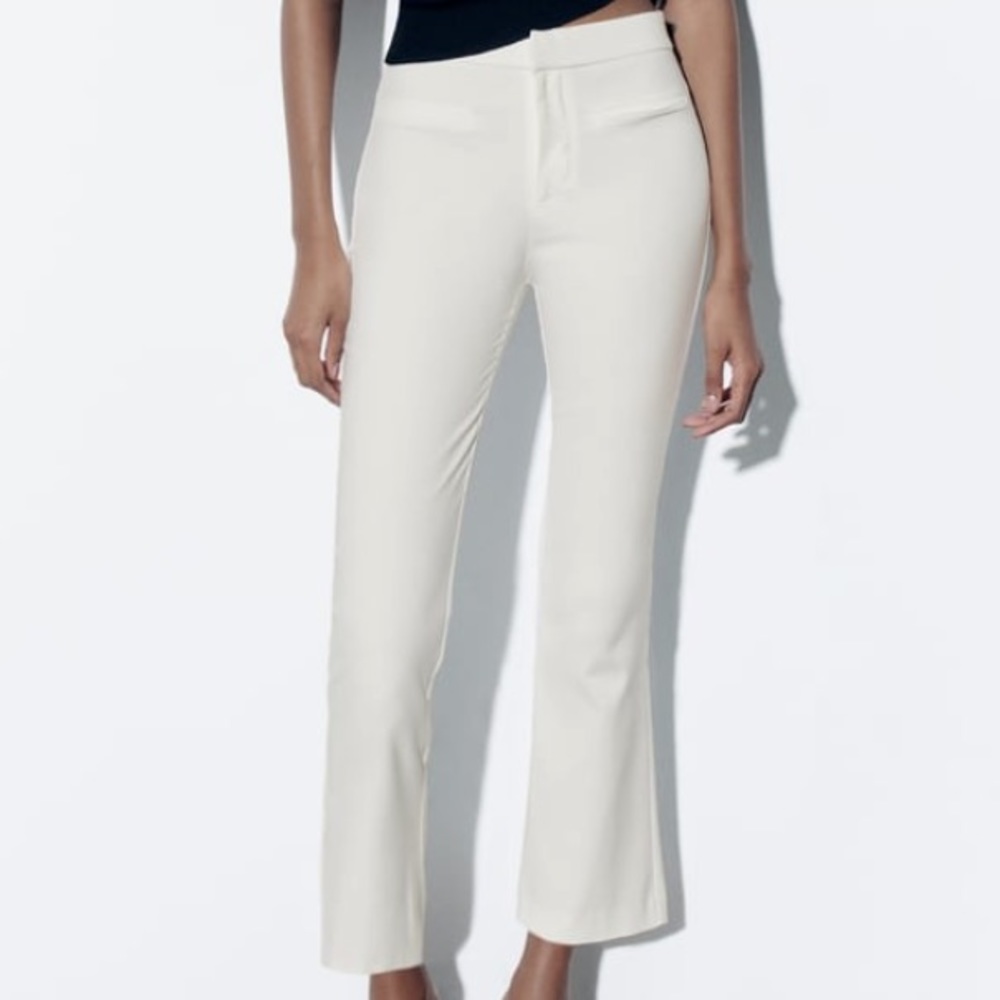 White Zara Kick Flare Ankle Pants